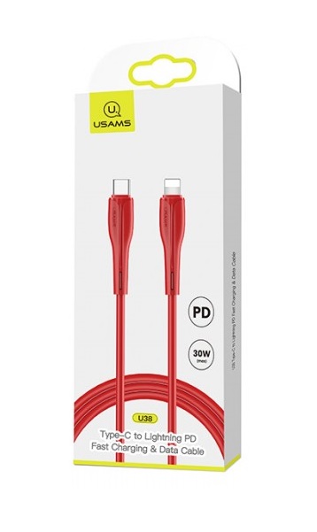 Кабель Usams US-SJ405 USB Type-C - Lightning, 1 м, Red (SJ405USB03)